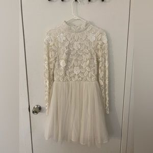 Sparkly White Embellished Grad Dress